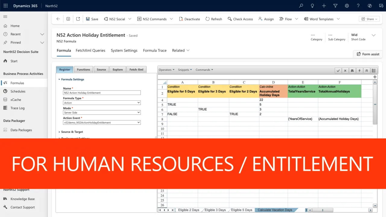 North52 decision table in Dynamics 365: HR entitlement